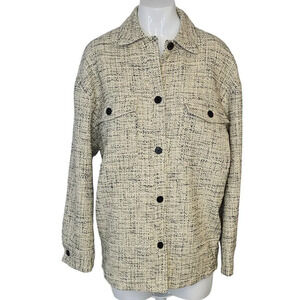 Aritzia Black and Cream Tweed Utility Jacket